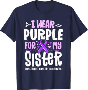 I Wear Purple For My Sister Pancreatic Cancer Awareness T-Shirt - T-Shirt | Navy