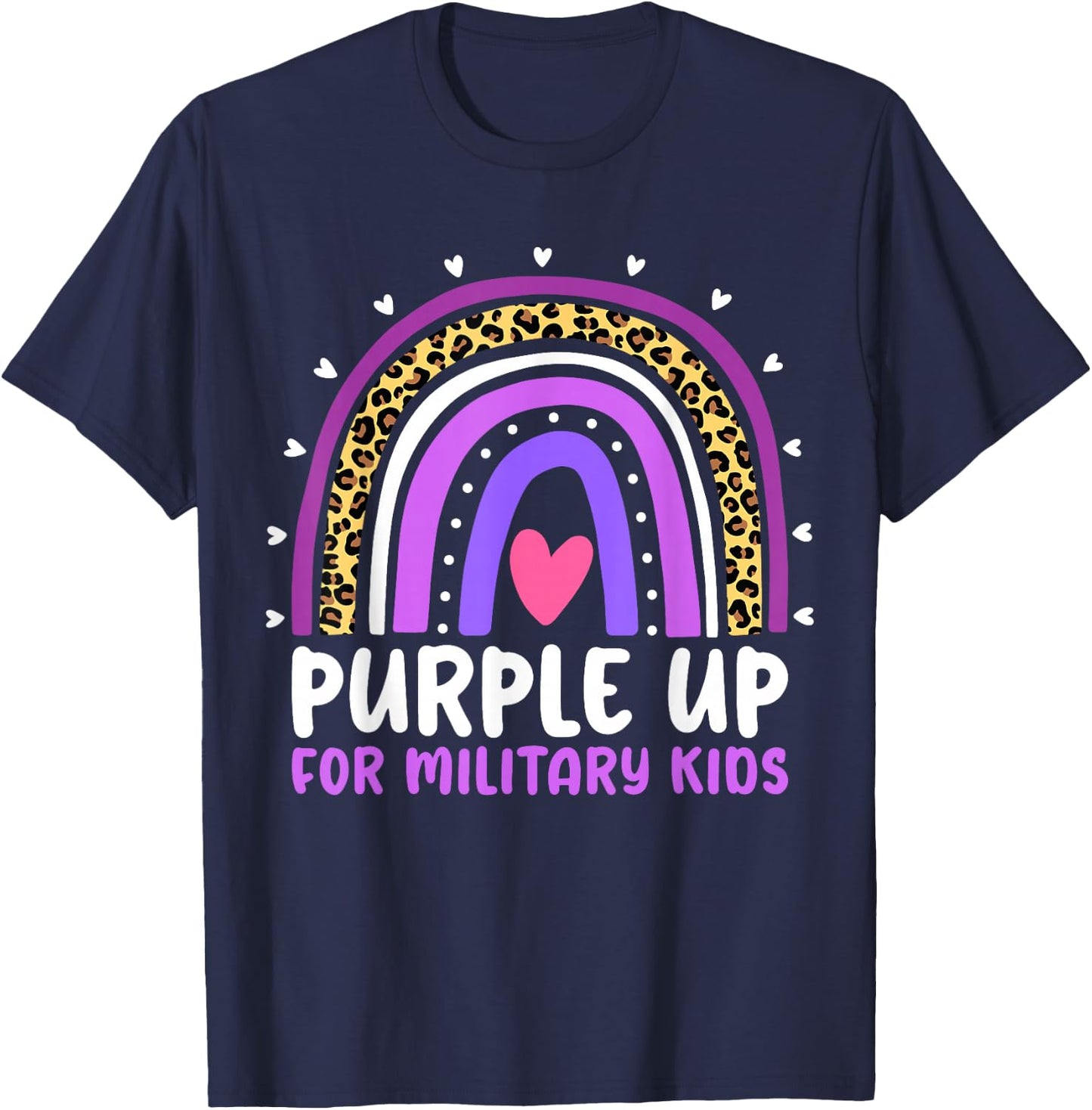 Purple Up for Military Kids Month Military Child Rainbow Small T-Shirt - T-Shirt | Navy