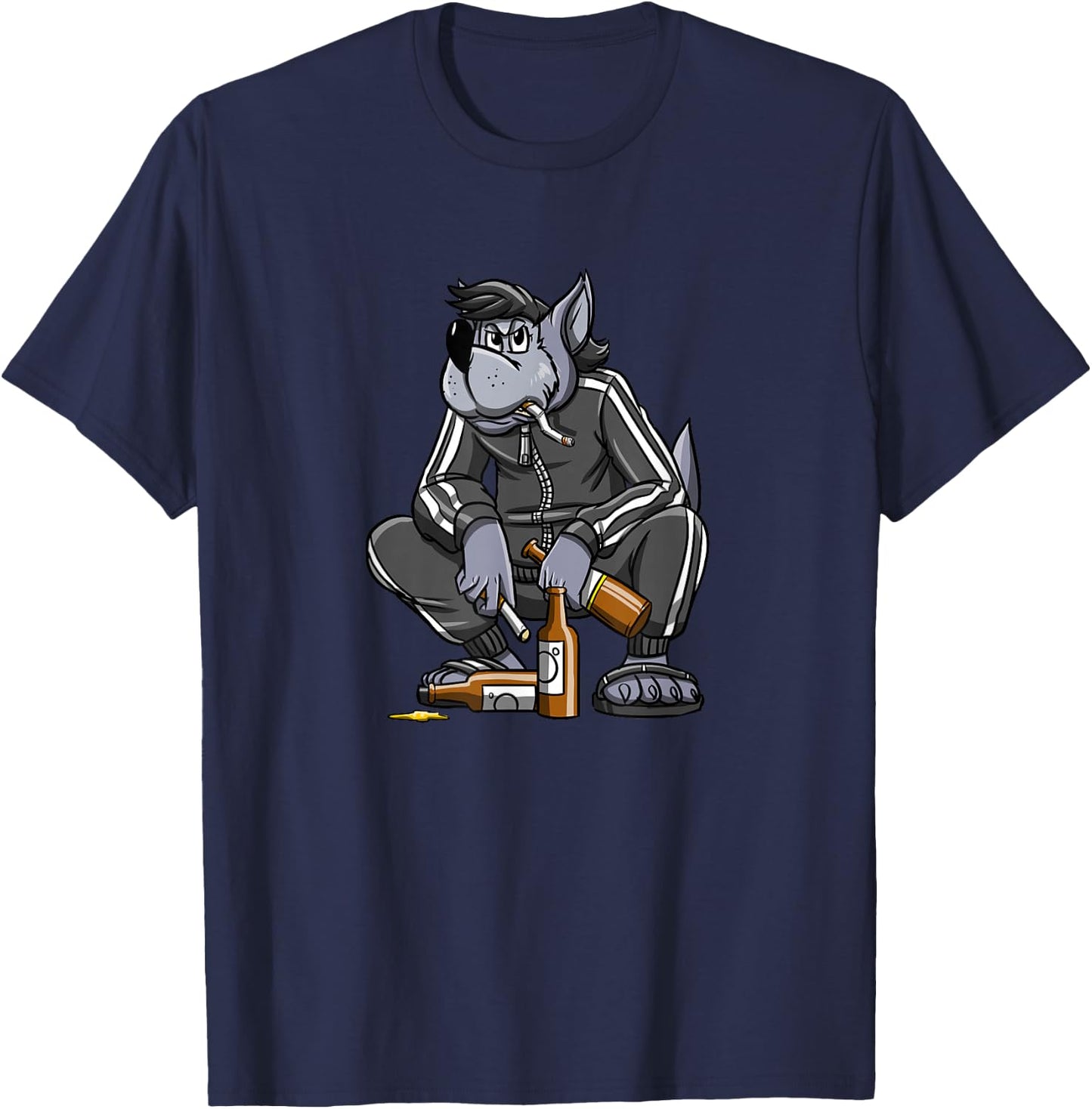 Russian Gopnik Russian Squat Nu Pogodi Wolf Russian T-Shirt - T-Shirt | Navy