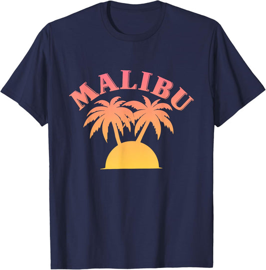 Malibu Sunset - California - Aesthetic Design - Classic T-Shirt - T-Shirt | Navy
