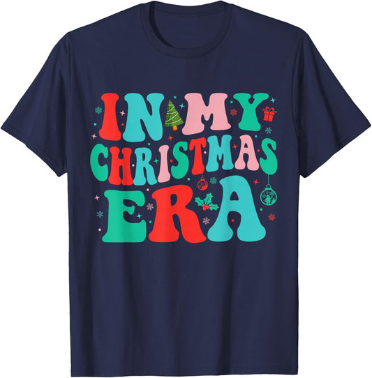 In My Christmas Era Cute Groovy Christmas Holiday Xmas T-Shirt - T-Shirt | Navy