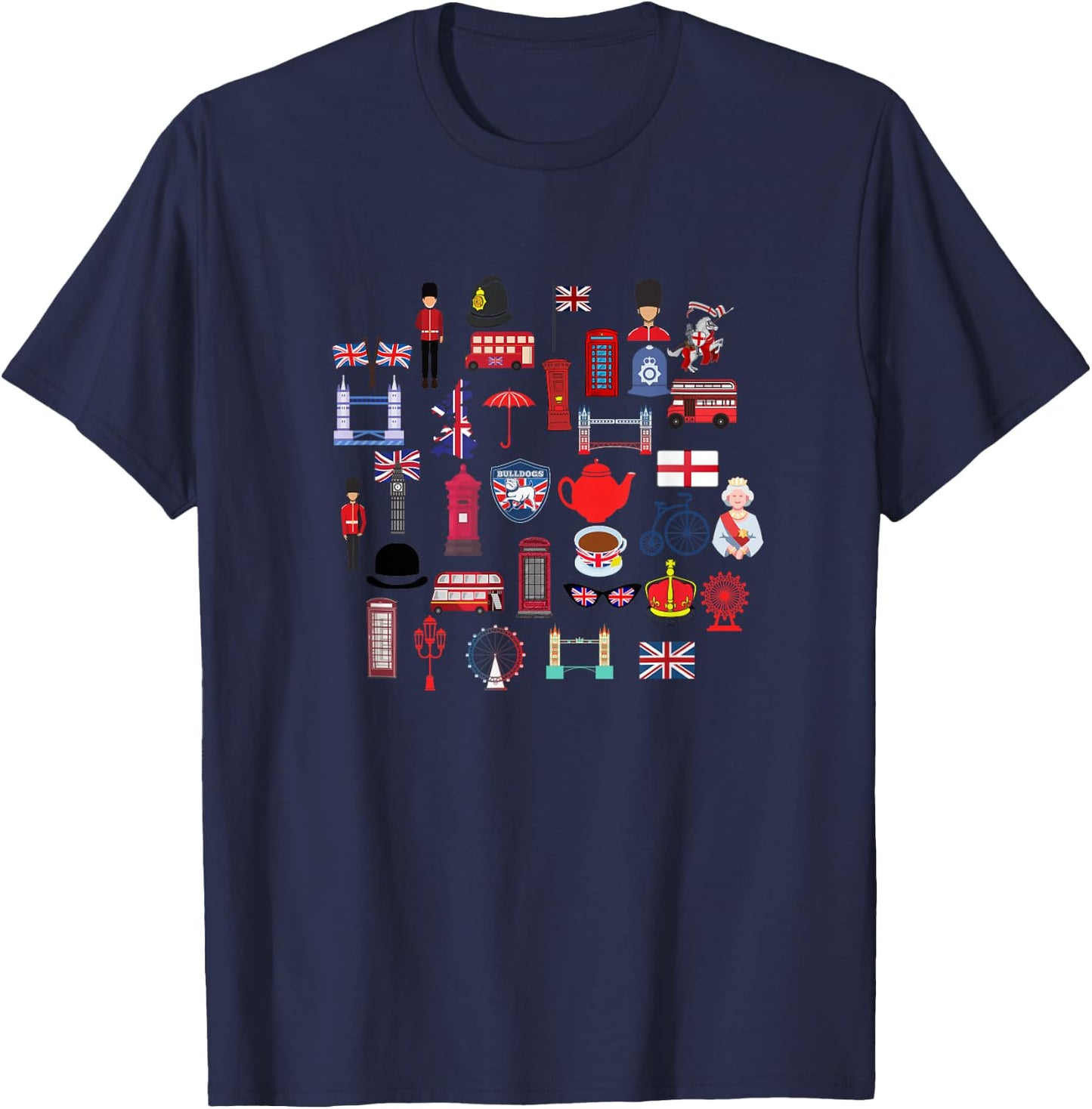 London British, England Uk, Union Jack Flags, Great Britain T-Shirt - T-Shirt | Navy