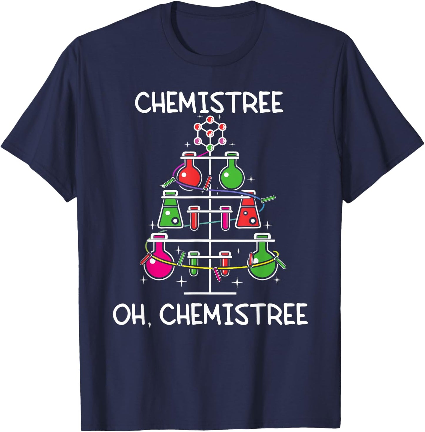 Chemistree Ugly Christmas Tree Sweater Chemistry Science Pun T-Shirt - T-Shirt | Navy