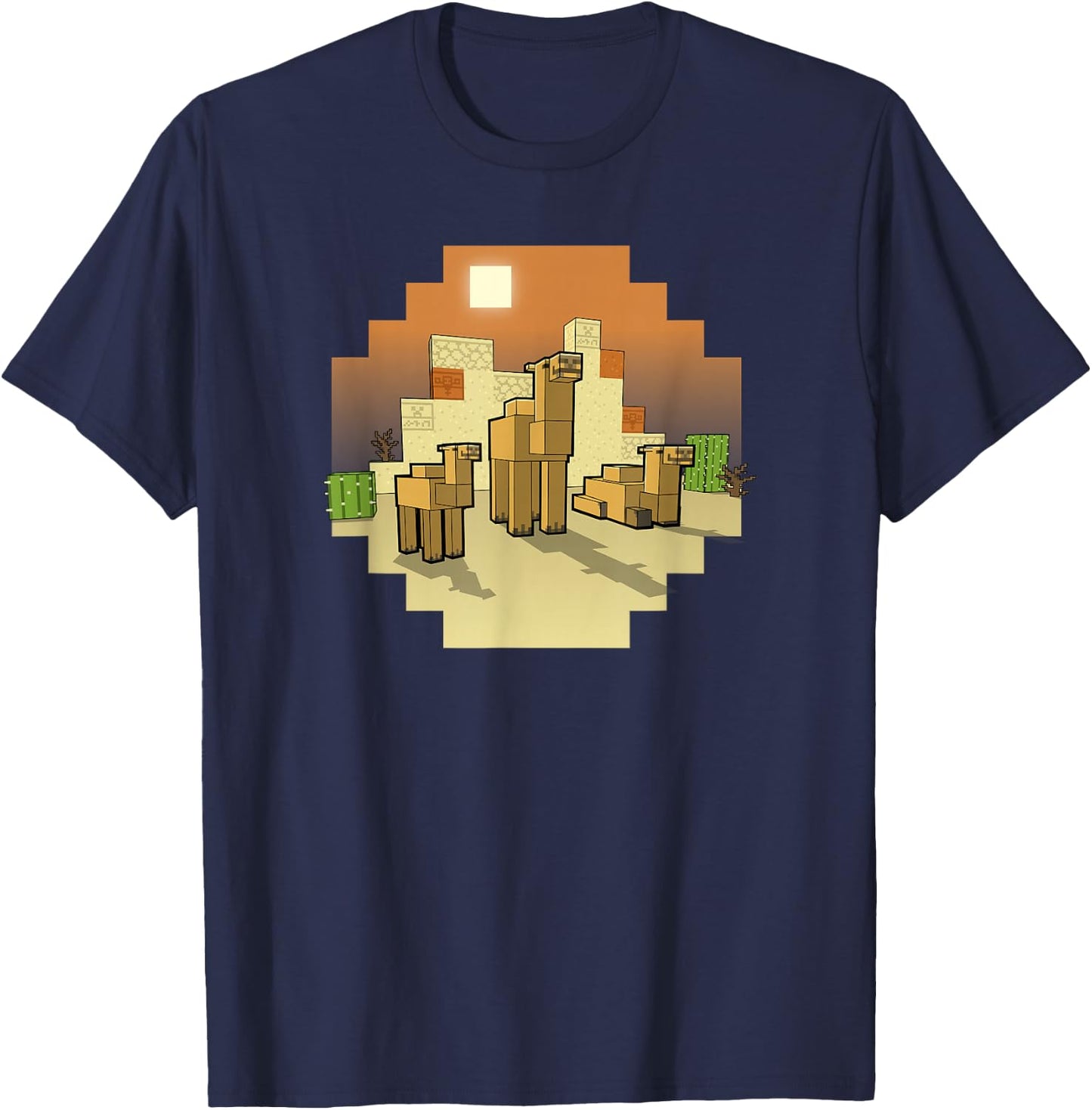 Minecraft Vanilla Camels In The Desert Group Shot T-Shirt - T-Shirt | Navy