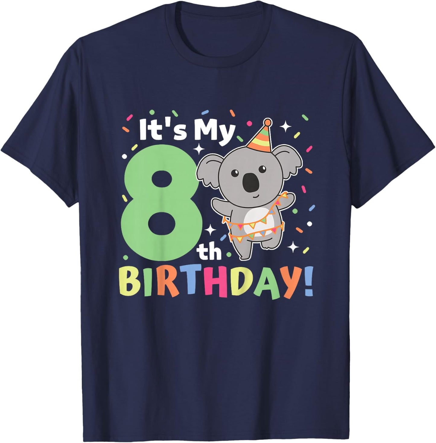 Koala 8th Birthday For Kids Eight Years Old Koala T-Shirt - T-Shirt | Navy