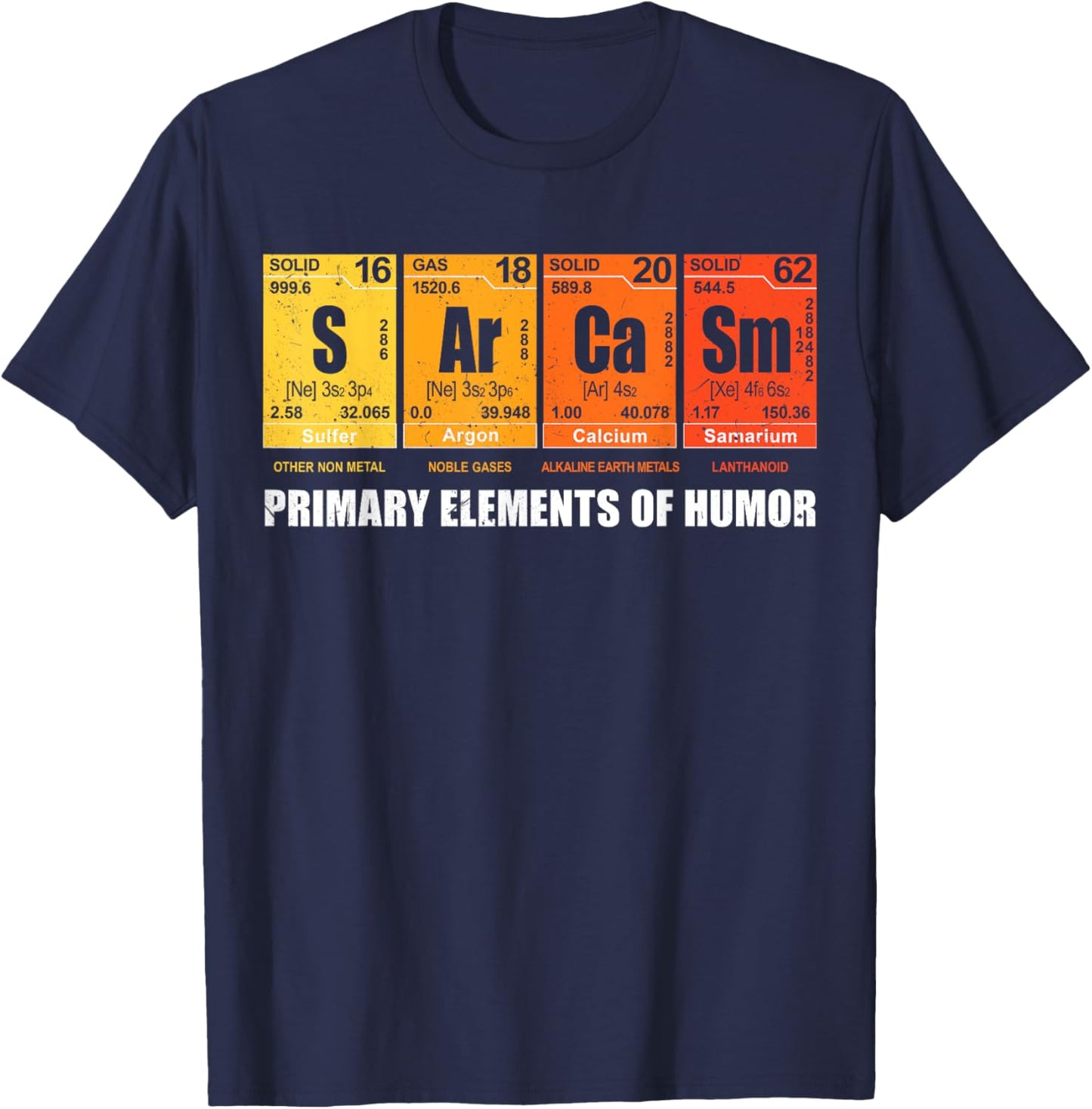 Sarcasm Elements Of Humor Periodic Table Graphic T-Shirt - T-Shirt | Navy