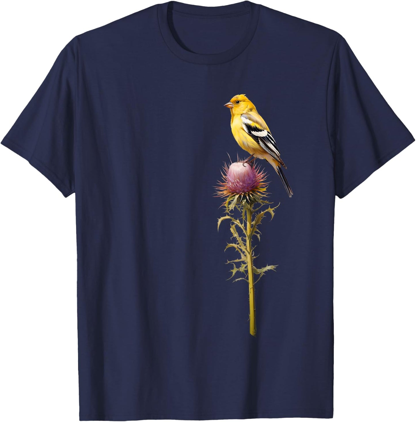 Birding and Bird Lovers Apparel Decor Accessories American Goldfinch Backyard Bird Watching Watchers Birder -Adults Black Short Sleeve Small T-Shirt - T-Shirt | Navy