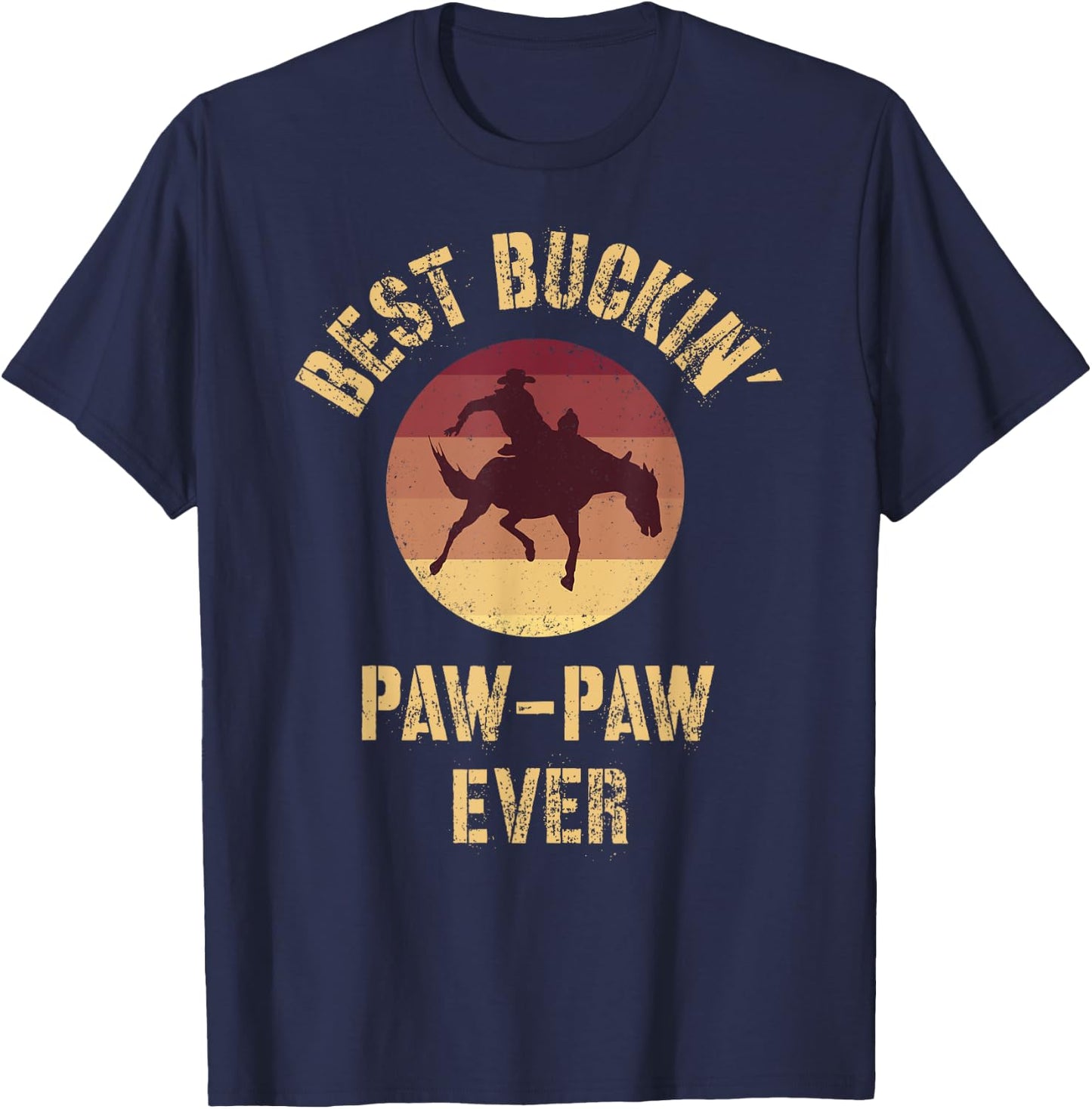 Best Buckin' Paw-Paw Ever Western Rodeo Cowboy Bucking Horse T-Shirt - T-Shirt | Navy