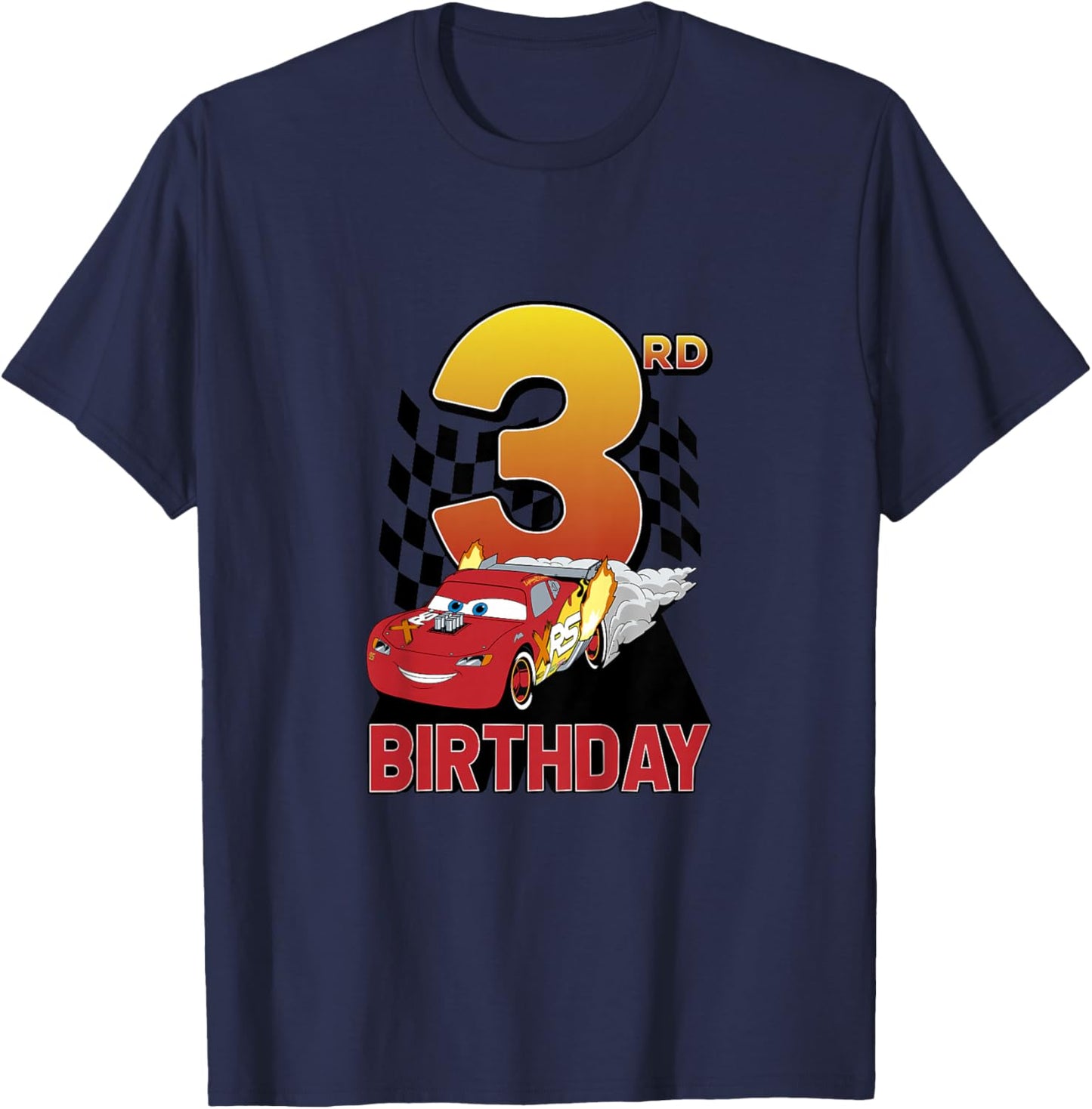 Kids Disney Pixar Cars Lightning McQueen Youth 3rd Birthday T-Shirt - T-Shirt | Navy