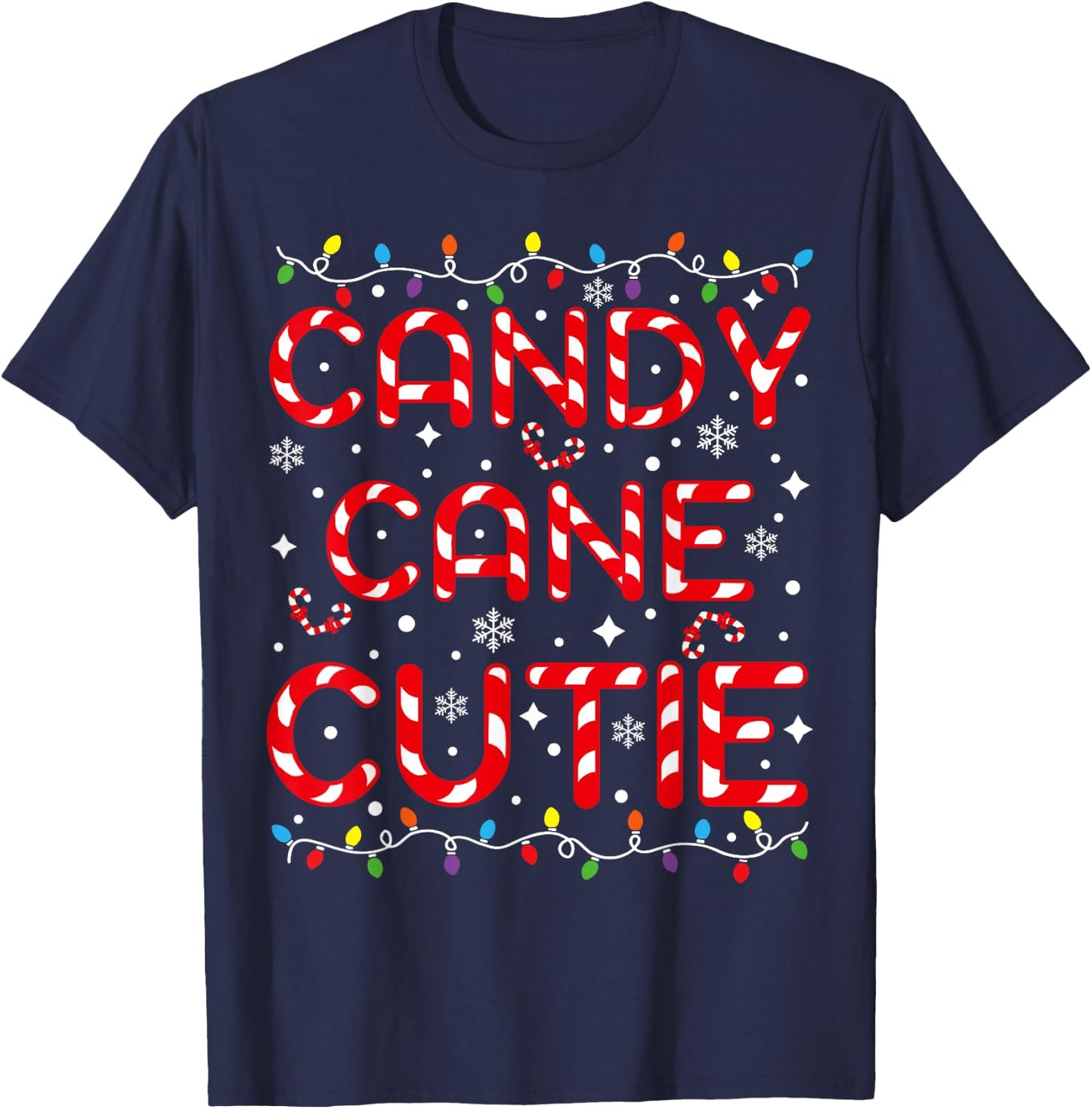 Candy Cane Cutie Funny Christmas Kids Toddler Xmas Pajamas T-Shirt - T-Shirt | Navy