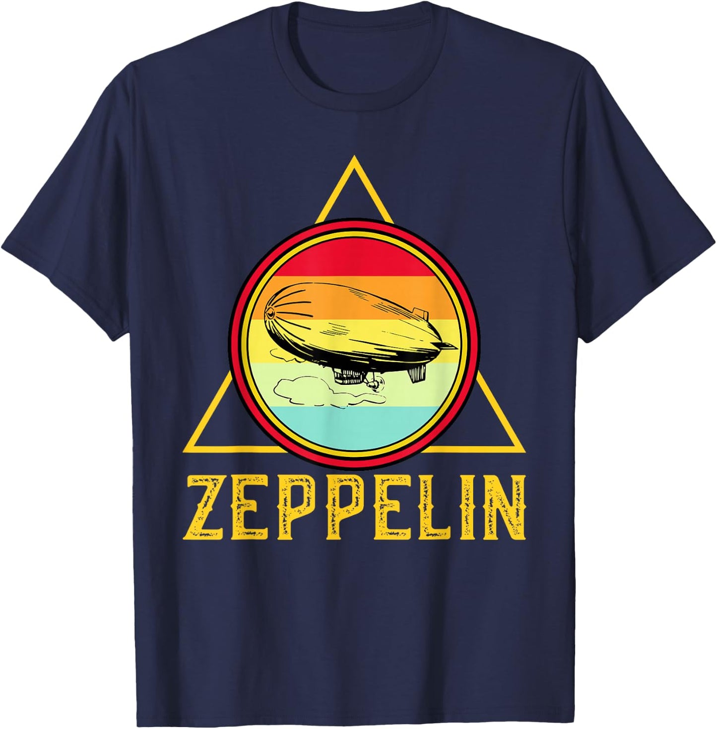 Vintage Retro Zeppelin - 70s 80s Dirigible Airship Blimp T-Shirt - T-Shirt | Navy