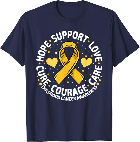 Childhood Cancer Support Family Childhood Cancer Awareness T-Shirt - T-Shirt | Navy