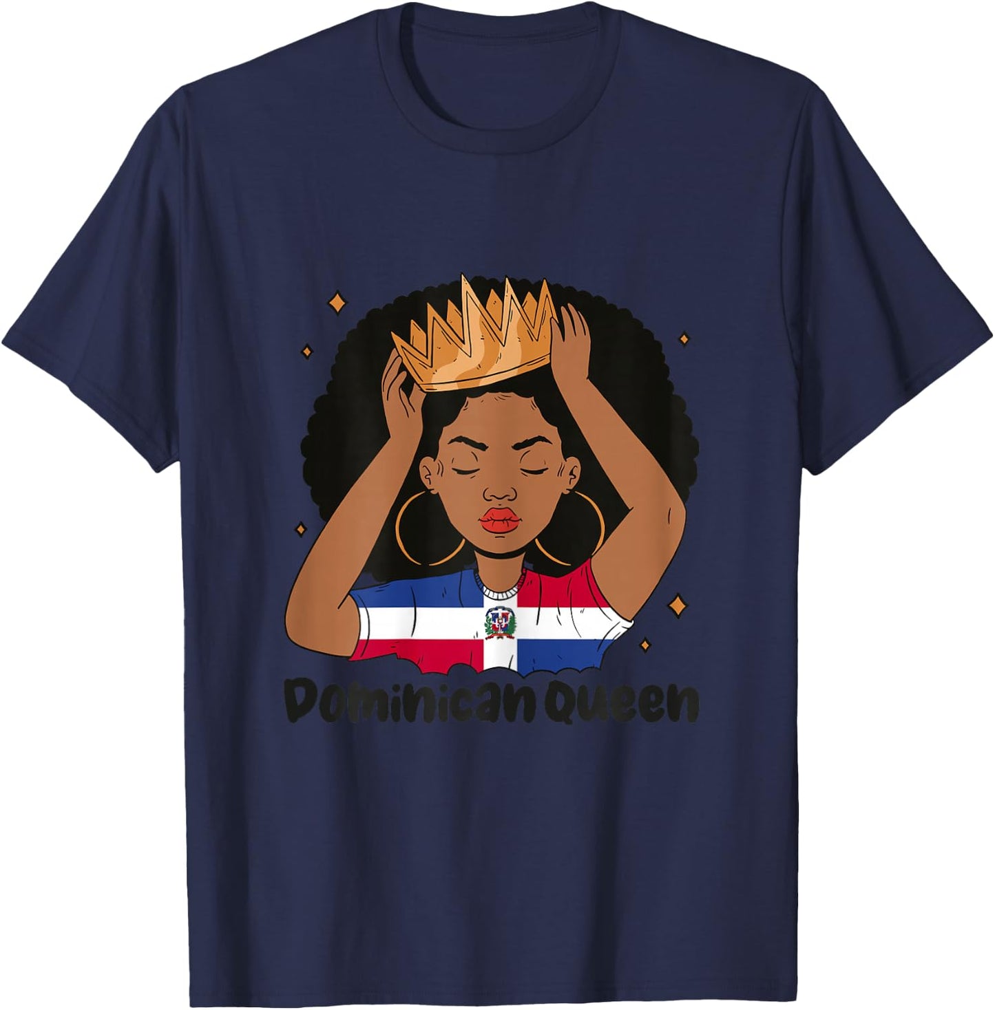 Dominican Queen Afro Hair Latina Dominicana Heritage T-Shirt - T-Shirt | Navy
