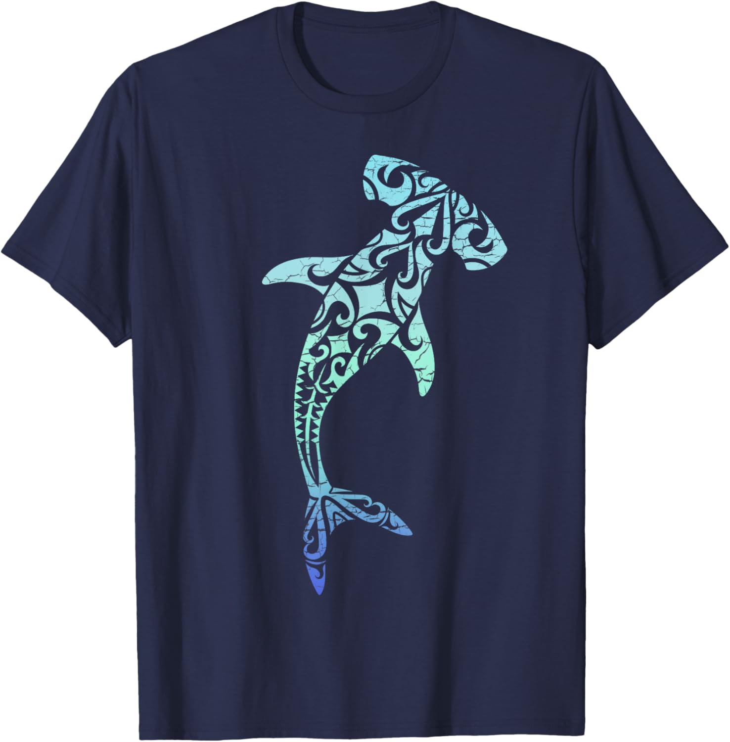 Hawaii Polynesian Tribal Hammerhead Shark Aloha State T-Shirt - T-Shirt | Navy