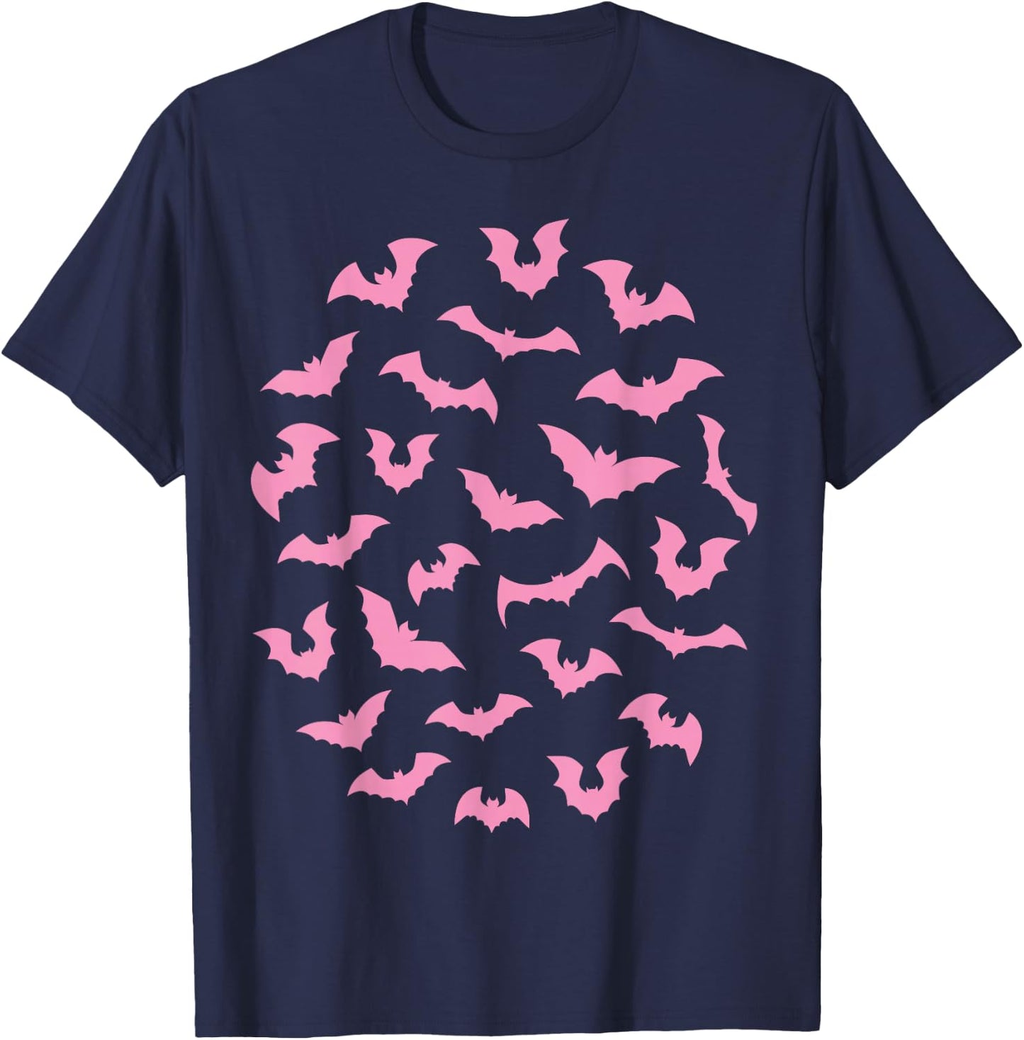 Pastel Goth Pink Bats T-Shirt - T-Shirt | Navy