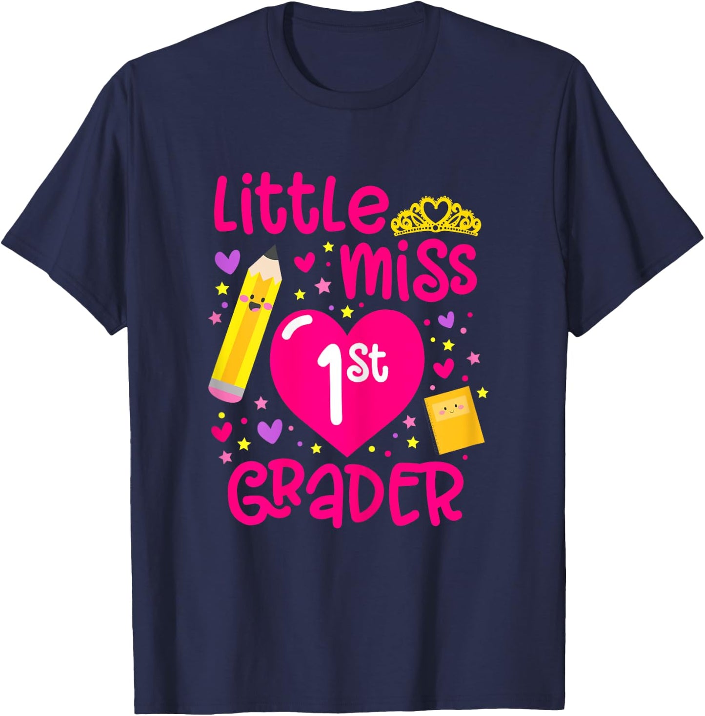 Little Miss 1st Grader 1st Grade Girl First Day Of School T-Shirt - T-Shirt | Navy