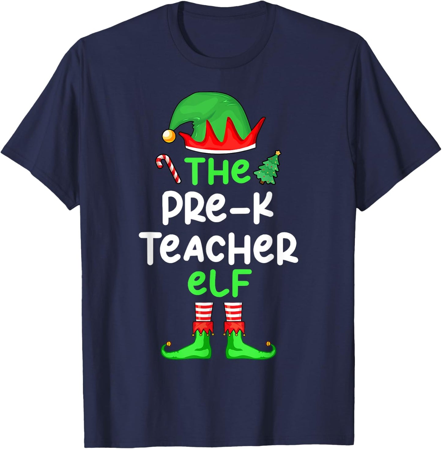 I'm The Pre-K Teacher Elf Christmas Matching Pajama T-Shirt - T-Shirt | Navy
