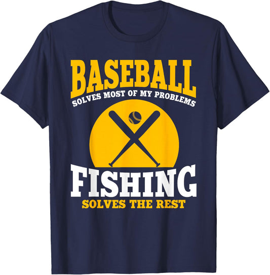 Funny Baseball And Fishing Outfit Love Catch Fish T-Shirt - T-Shirt | Navy