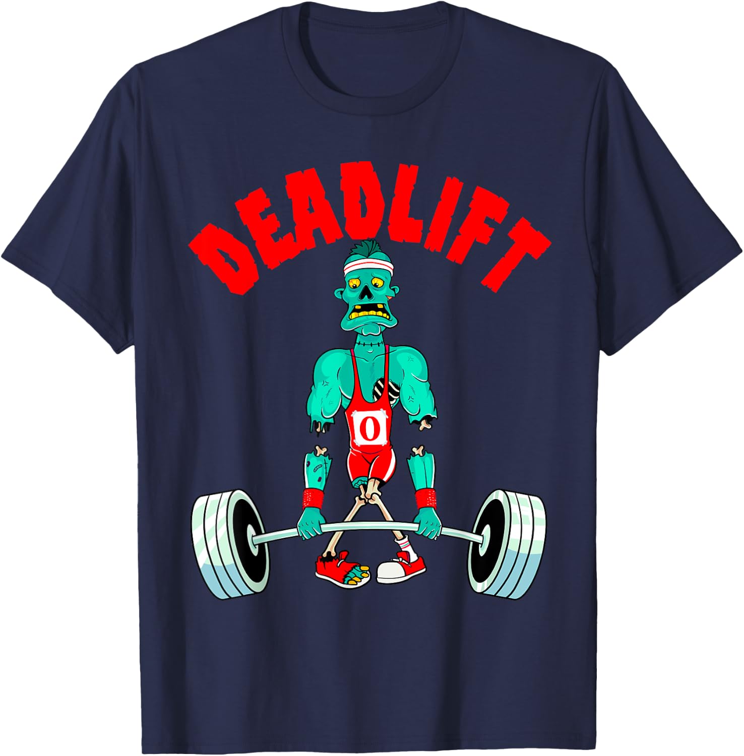 Halloween Workout Zombie Deadlift Weightlifting Men Women T-Shirt - T-Shirt | Navy
