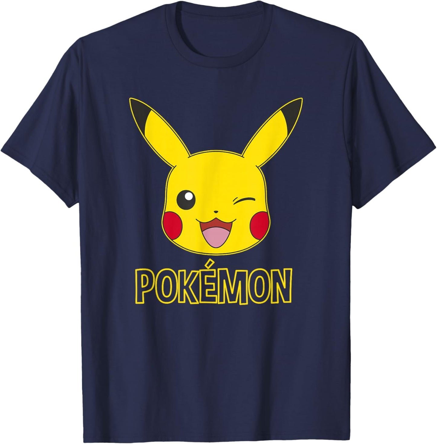Pokémon Pikachu Cute Wink Classic Logo T-Shirt - T-Shirt | Navy