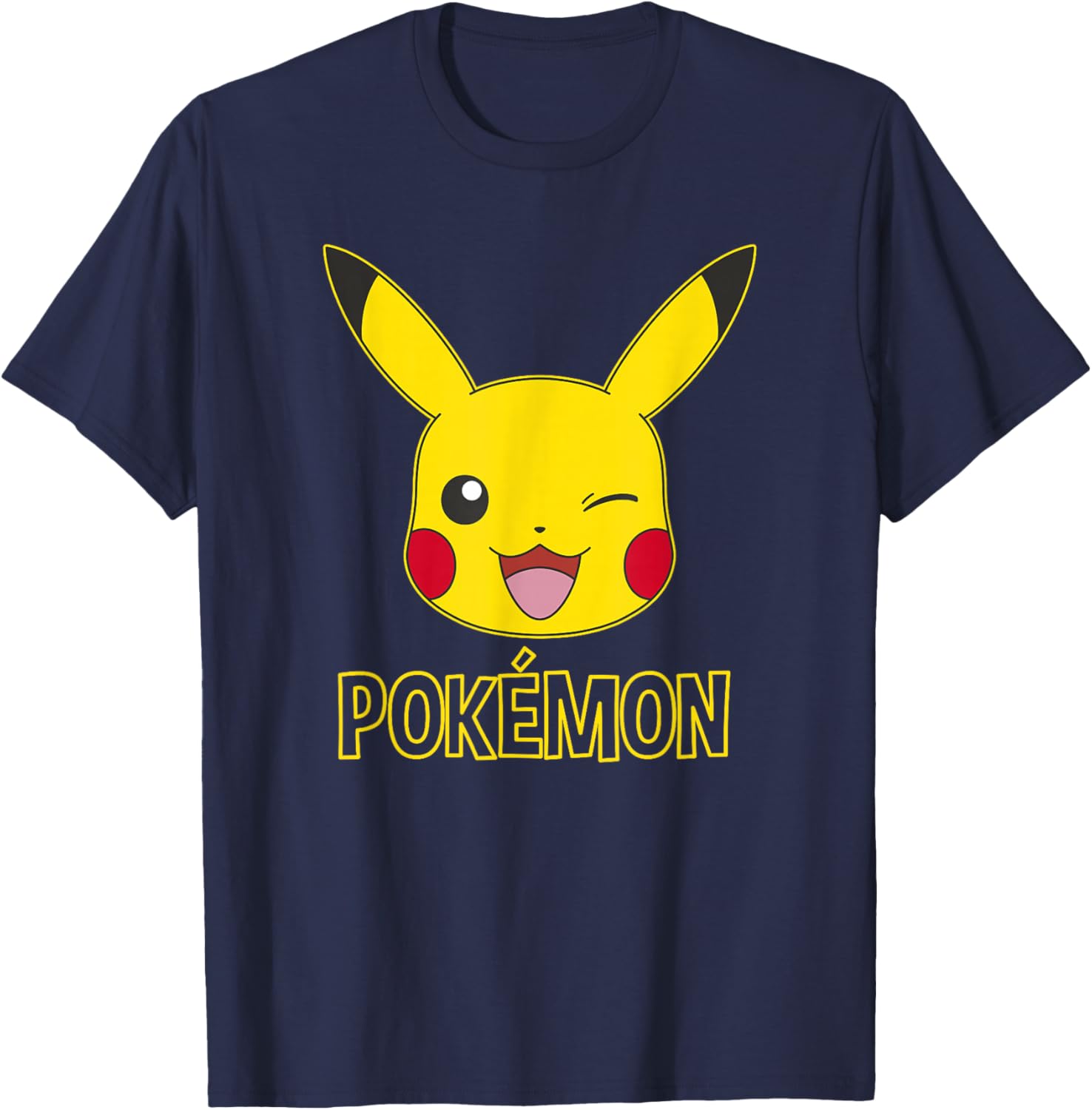 Pokémon Pikachu Cute Wink Classic Logo T-Shirt - T-Shirt | Navy