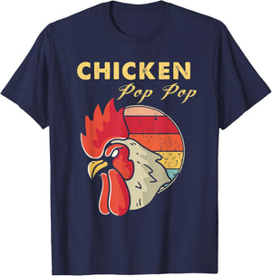Chicken Pop Pop Grandpa Poultry Farmer Vintage T-Shirt - T-Shirt | Navy