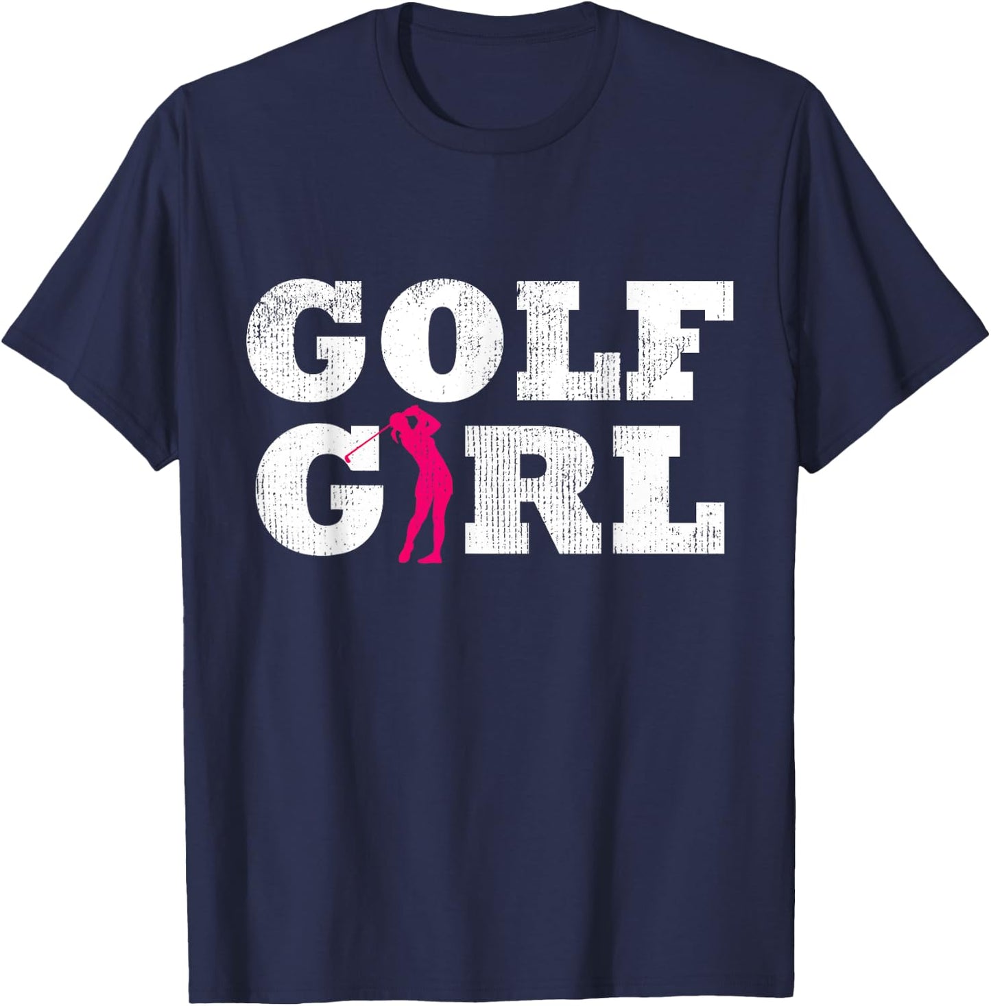 Golf Girl Player Golfer Golfing Silhouette Sport Gift T-Shirt - T-Shirt | Navy
