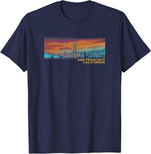 Golden Gate Bridge San Francisco, California T-Shirt - T-Shirt | Navy