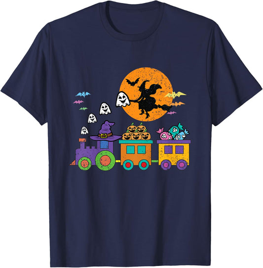 Halloween Train Witch Ghost Pumpkin Toddler Boys Girls T-Shirt - T-Shirt | Navy
