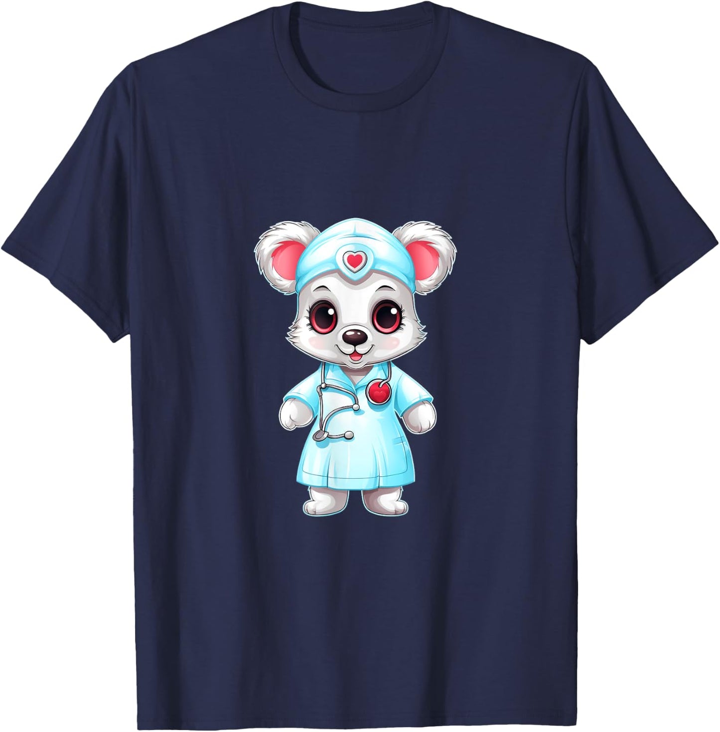 Bear Nurse RN Nursing Stethoscope Nurses T-Shirt - T-Shirt | Navy