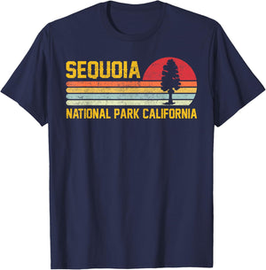 Sequoia National Park California Retro Adventure T-Shirt - T-Shirt | Navy