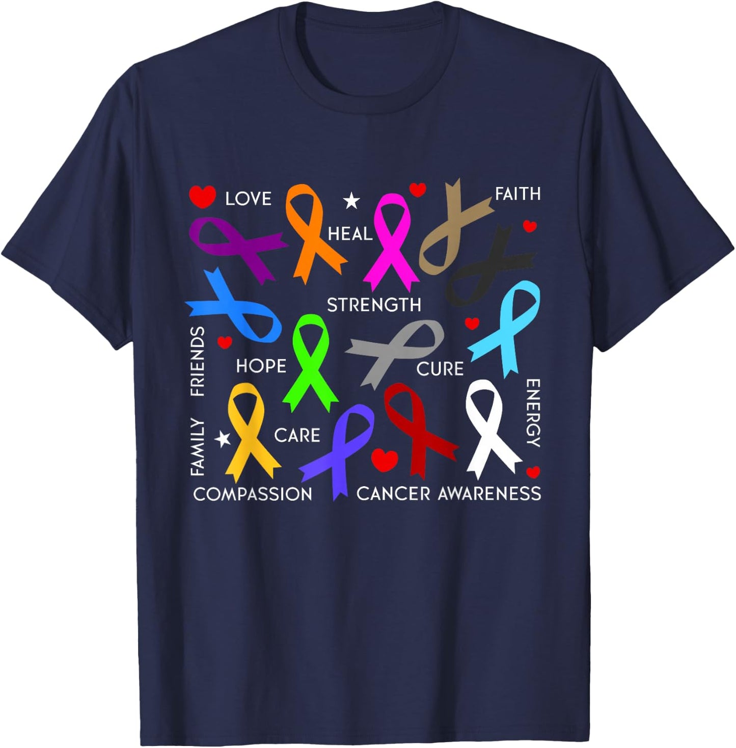 Cancer Awareness - Fight Cancer Ribbons T-Shirt - T-Shirt | Navy
