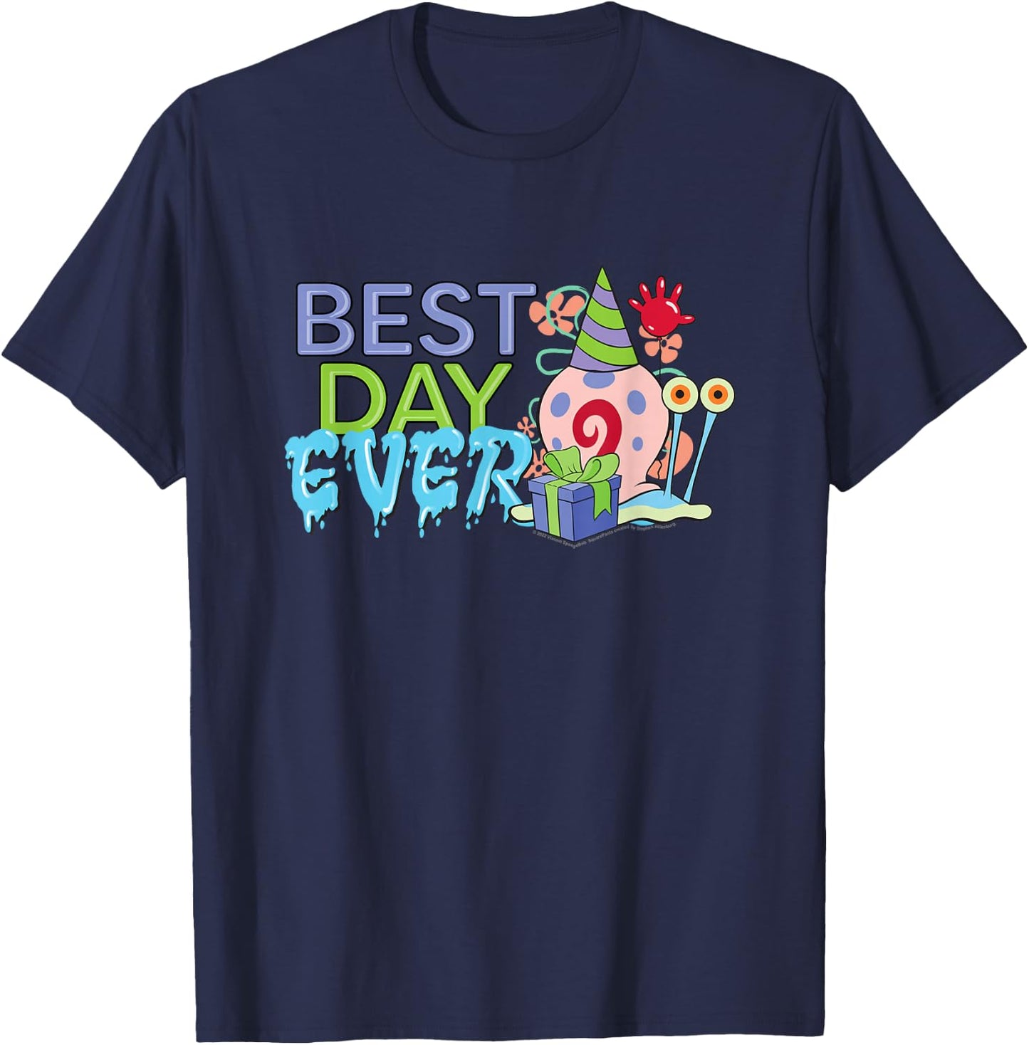 Spongebob Squarepants Best Day Ever Gary Birthday T-Shirt - T-Shirt | Navy