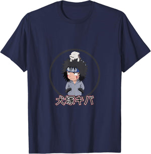 Naruto Classic Kiba Character with Kanji T-Shirt - T-Shirt | Navy