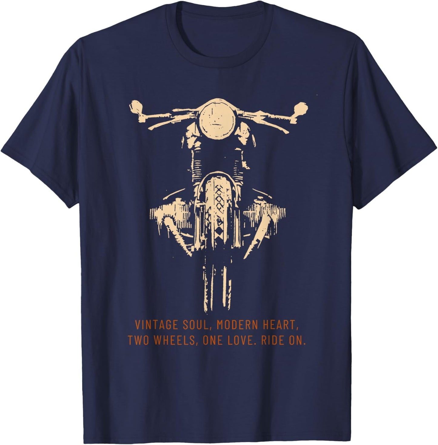 Vintage Motorcycle: Biker Rider Vintage Men's T-Shirt - T-Shirt | Navy