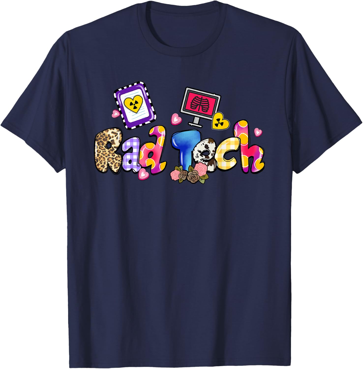 Rad Tech Leopard Funny Rad Tech Gifts T-Shirt - T-Shirt | Navy