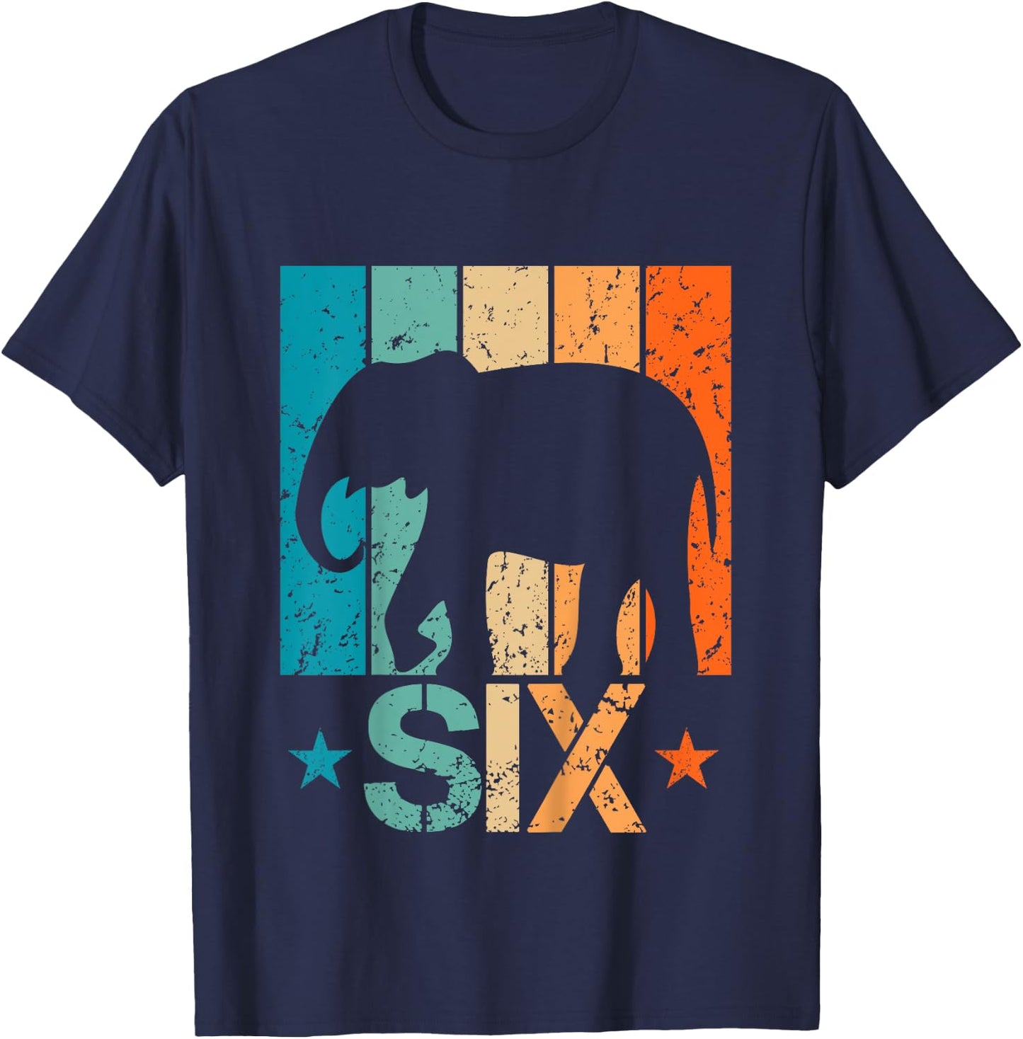 Funny 6th Elephant Birthday 6 Year Old Birthday Elephant T-Shirt - T-Shirt | Navy