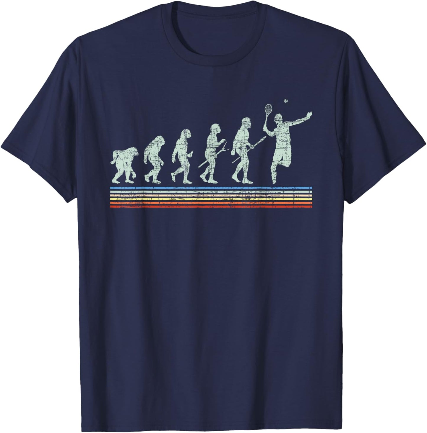 Retro Tennis Player Evolution - Racket Game Sports Lover T-Shirt - T-Shirt | Navy