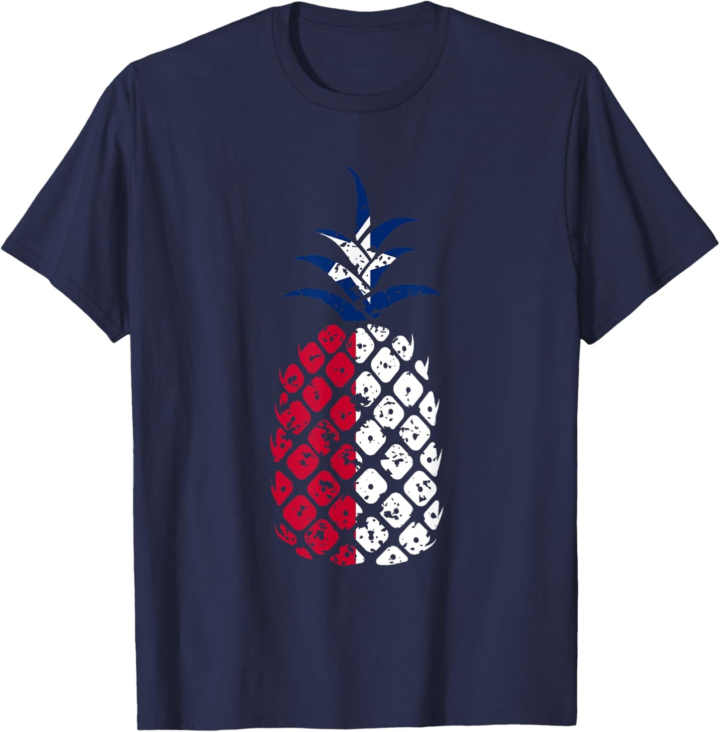 Texas Flag Pineapple | Distressed Tropical Fruit Texan Girl T-Shirt - T-Shirt | Navy