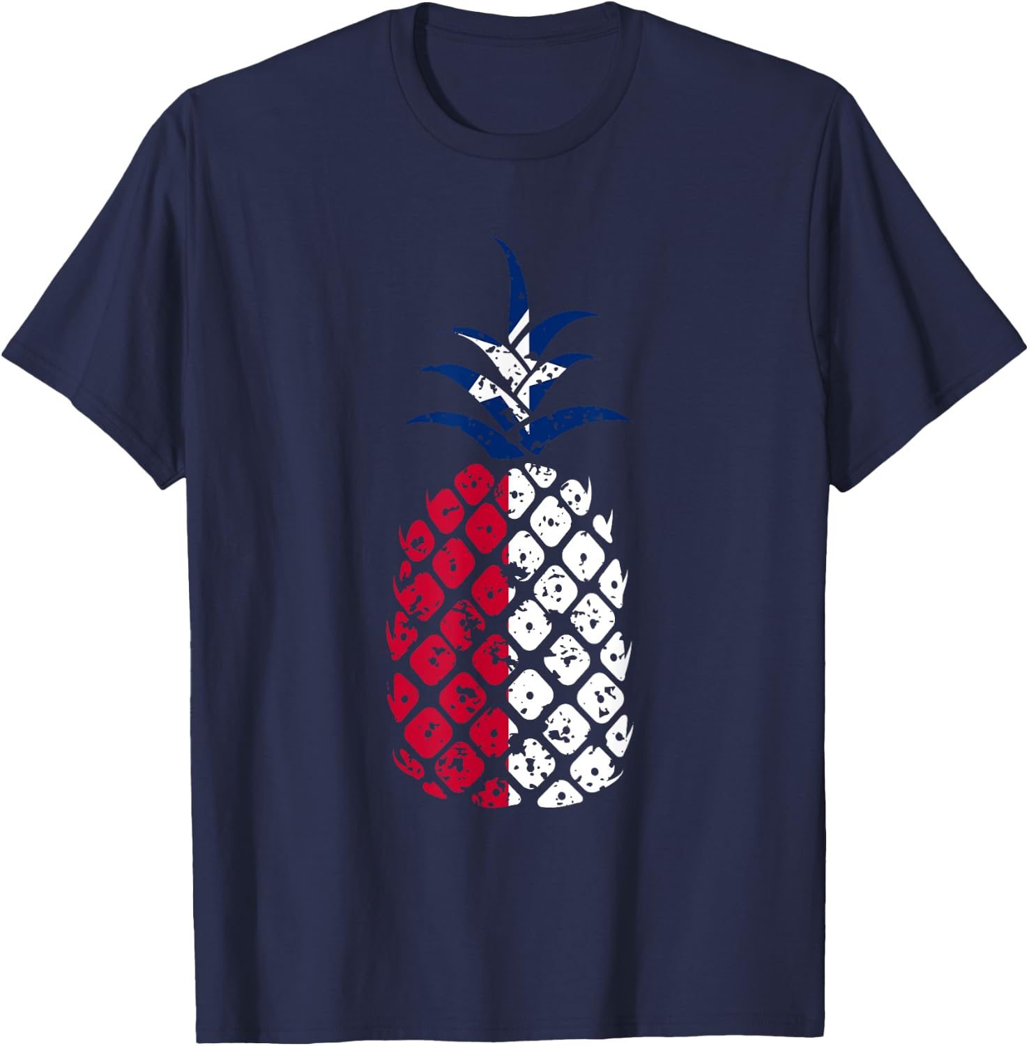 Texas Flag Pineapple | Distressed Tropical Fruit Texan Girl T-Shirt - T-Shirt | Navy