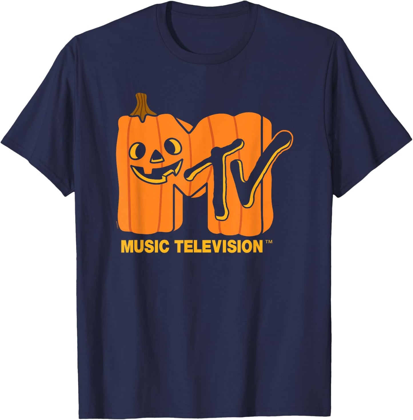 MTV - MTV Logo Jack-O-Lantern T-Shirt - T-Shirt | Navy