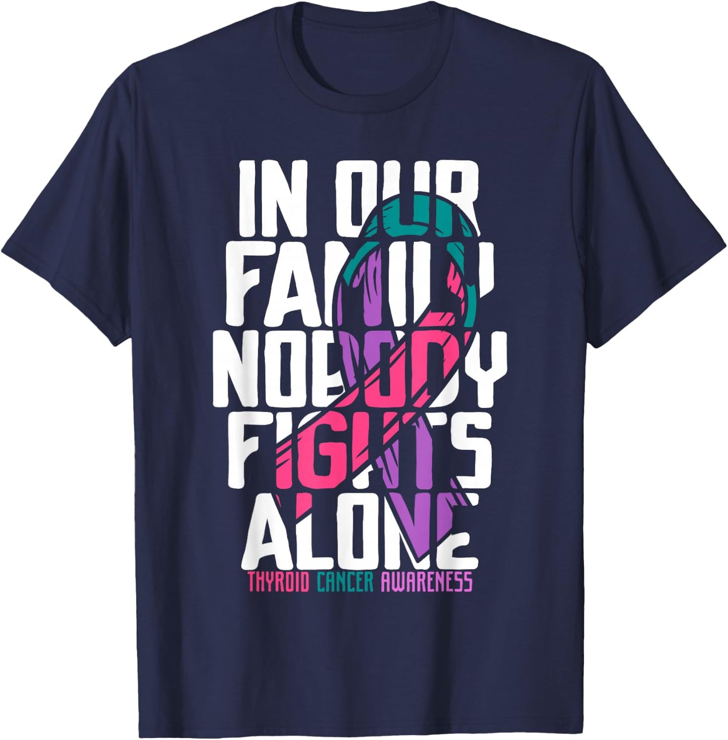 Thyroid Cancer Support Family Thyroid Cancer Awareness T-Shirt - T-Shirt | Navy