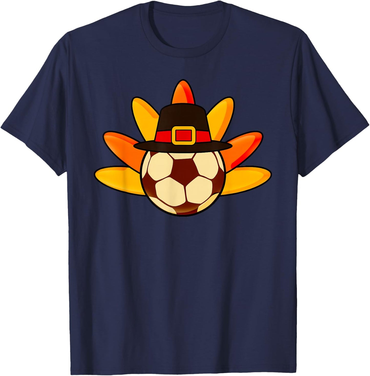 Cute Turkey Soccer Ball for Toddler Soccer Thanksgiving Day T-Shirt - T-Shirt | Navy