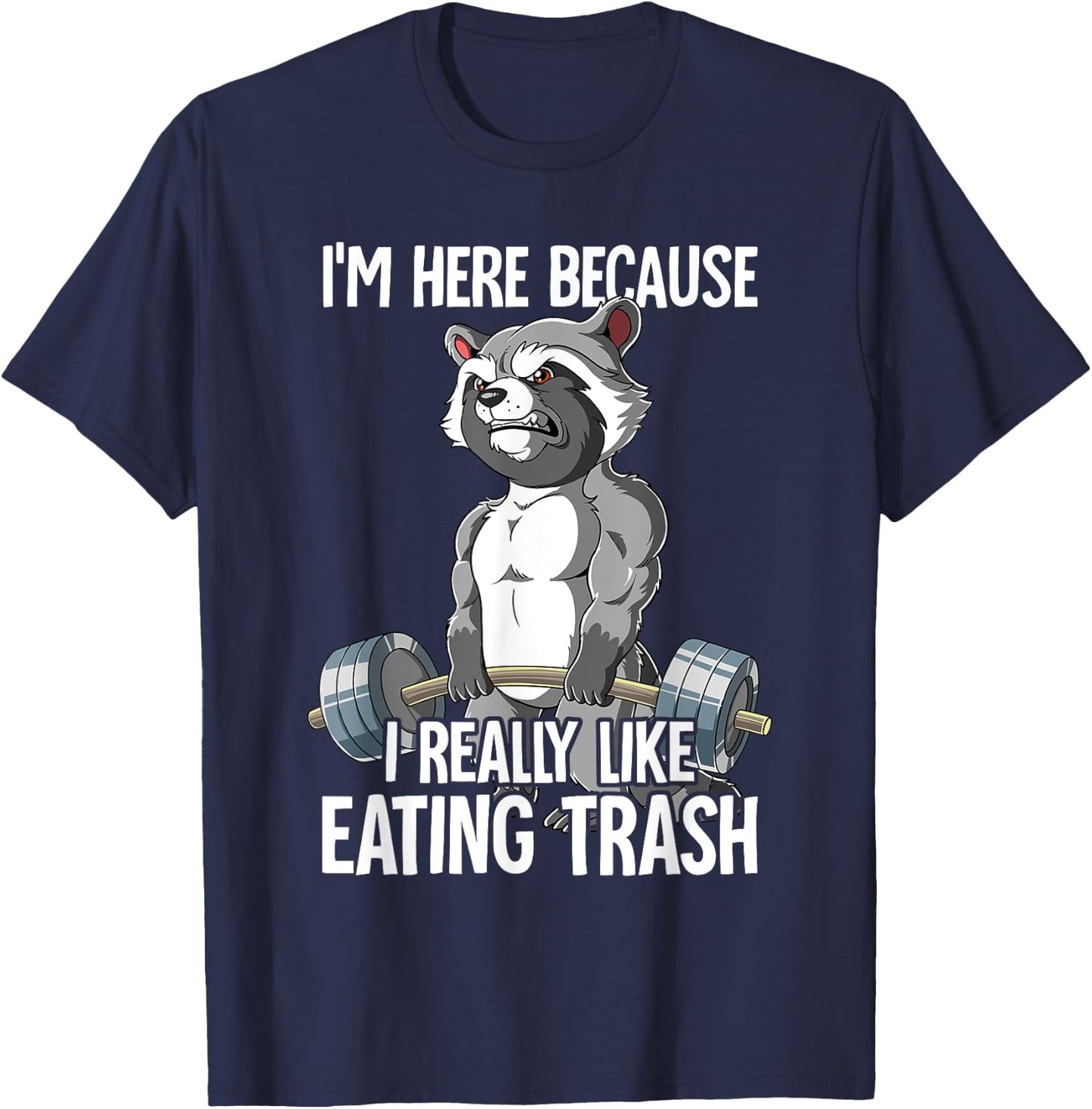 Raccoon Gym Weight Training Bodybuilder T-Shirt - T-Shirt | Navy