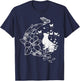 Cat with floral crescent and butterflies. T-Shirt - T-Shirt | Navy