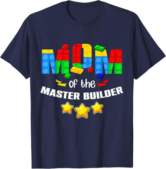 Mom Of The Master Builder Boy Block Toys Kids Brick Builder T-Shirt - T-Shirt | Navy