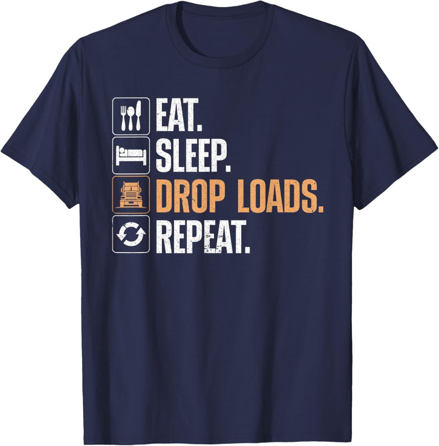 Funny Truck Driver Art Dad Trucking Mechanic Trucker T-Shirt - T-Shirt | Navy