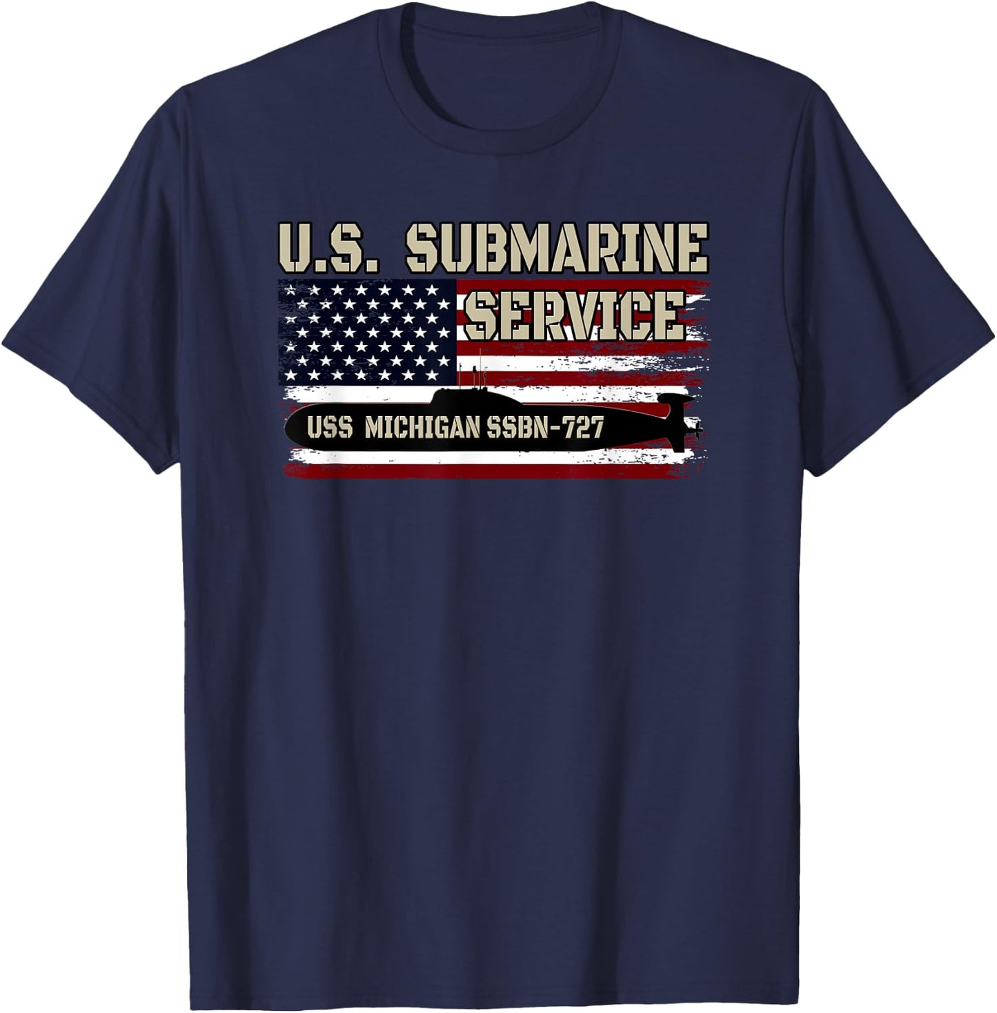 USS Michigan SSBN-727 Submarine Veterans Day Father's Day T-Shirt - T-Shirt | Navy