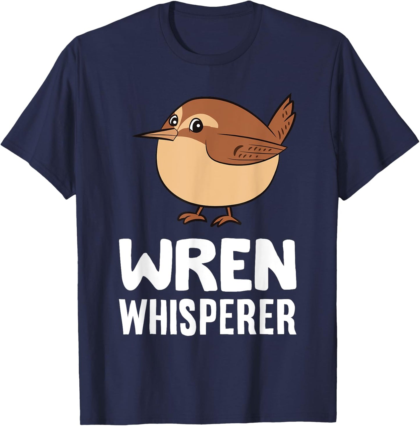 Cute Wren Bird Gifts And Wren Whisperer -Adults & Kids Black Cartoon Small T-Shirt - T-Shirt | Navy