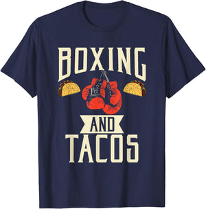 Boxing and Tacos Mexican food love Taco T-Shirt - T-Shirt | Navy